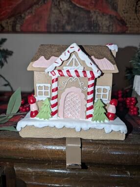 NEW! Gingerbread House Christmas Stocking Holder Hanger Holiday Decor